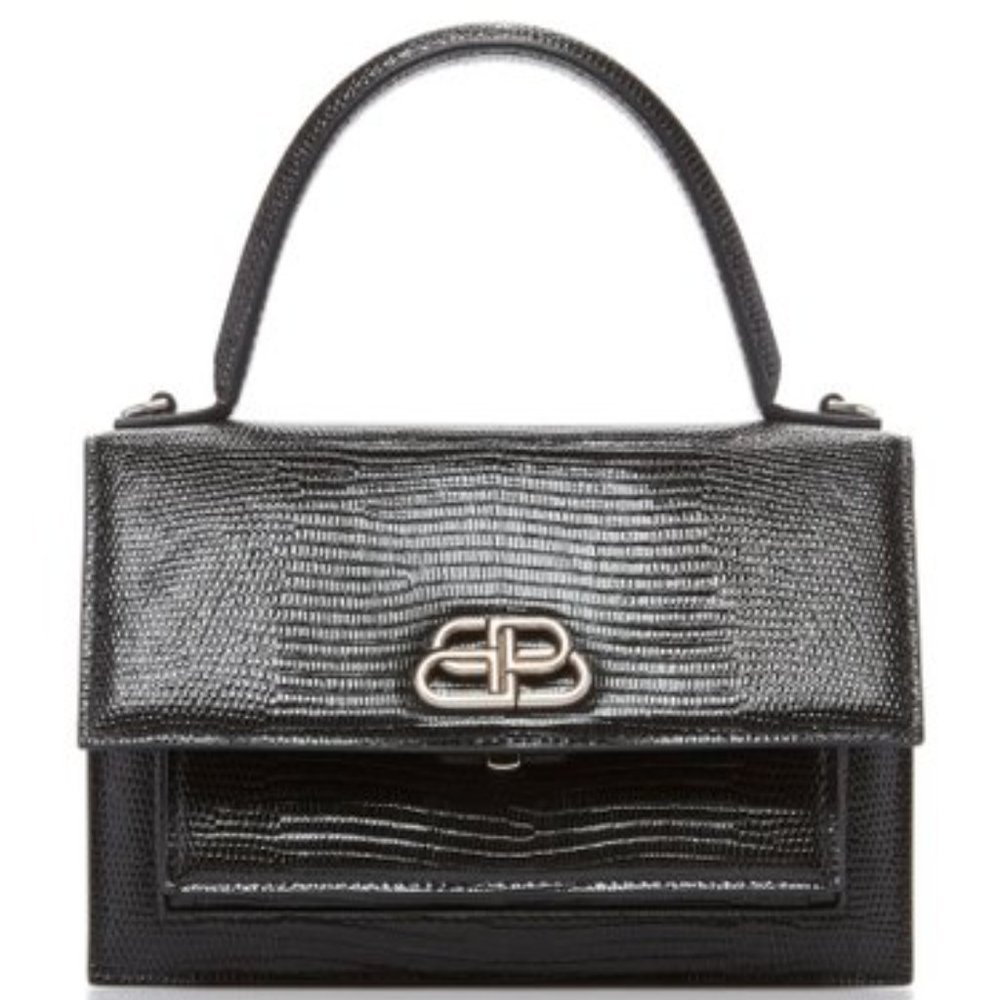 Balenciaga Sharp XS Lizard-Effect Leather Bag Blac